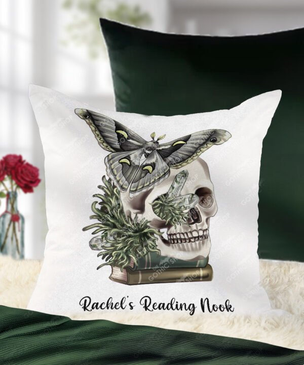 19095 personalised moth skull gothic cushion 1