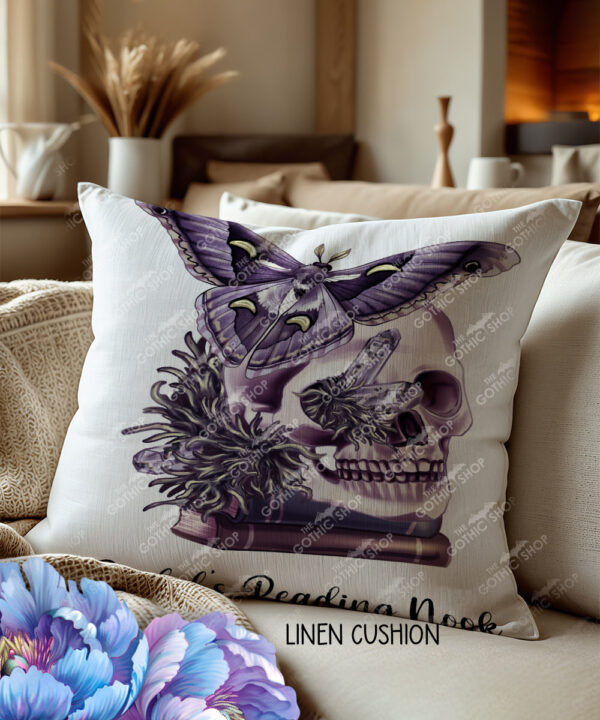 19095 personalised moth skull gothic cushion 3