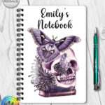 19097 personalised moth skull gothic notebook 1
