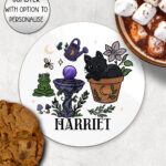 19104 personalised witchy cat coaster 1