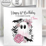 19109 pink floral ghost personalised card 1