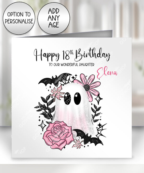 19109 pink floral ghost personalised card 1