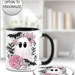 19110 pink floral ghost personalised mug coaster 4