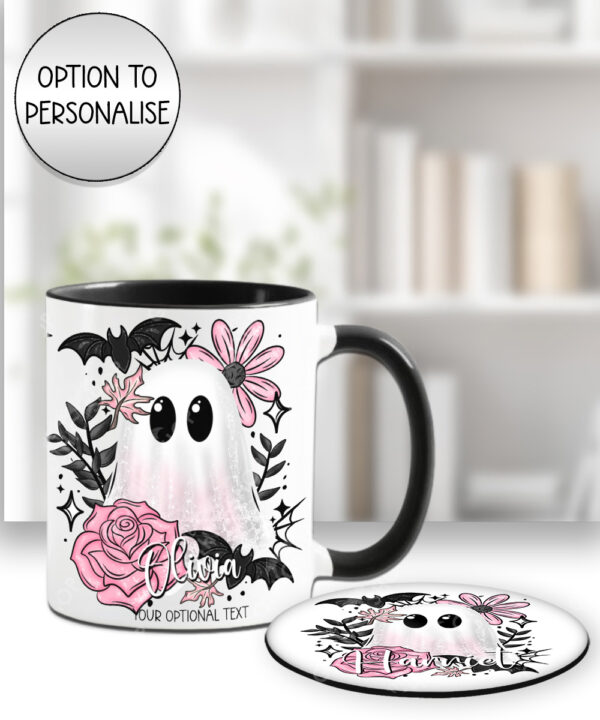 19110 pink floral ghost personalised mug coaster 4