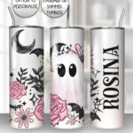 19112 pink floral ghost personalised tumbler 1