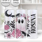 19112 pink floral ghost personalised tumbler 2