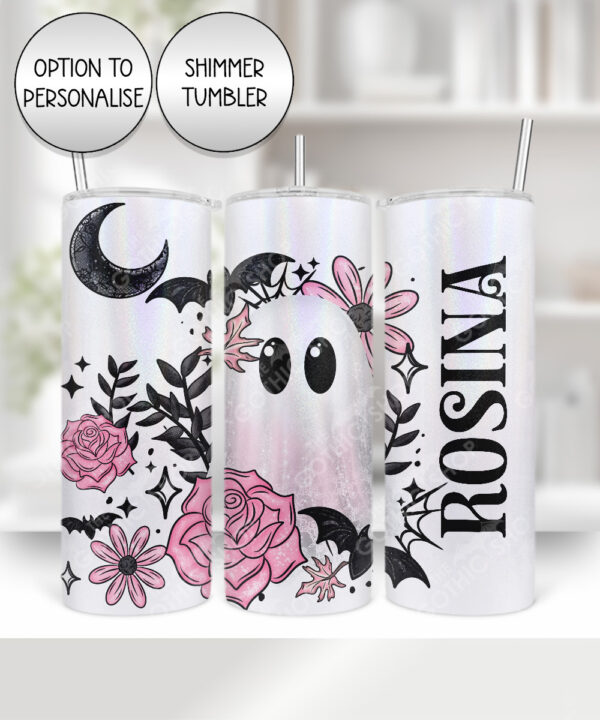 19112 pink floral ghost personalised tumbler 2