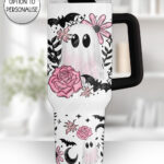 19114 pink floral ghost personalised stanley bottle 2