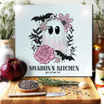 19116 pink floral ghost personalised chopping board 2