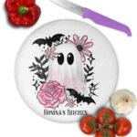 19117 pink floral ghost personalised chopping board 2