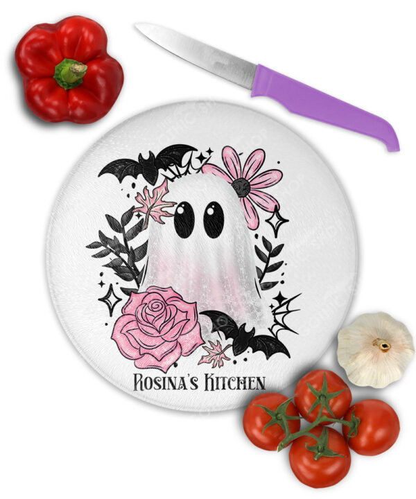 19117 pink floral ghost personalised chopping board 2