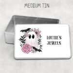 19118 pink floral ghost personalised tin 1