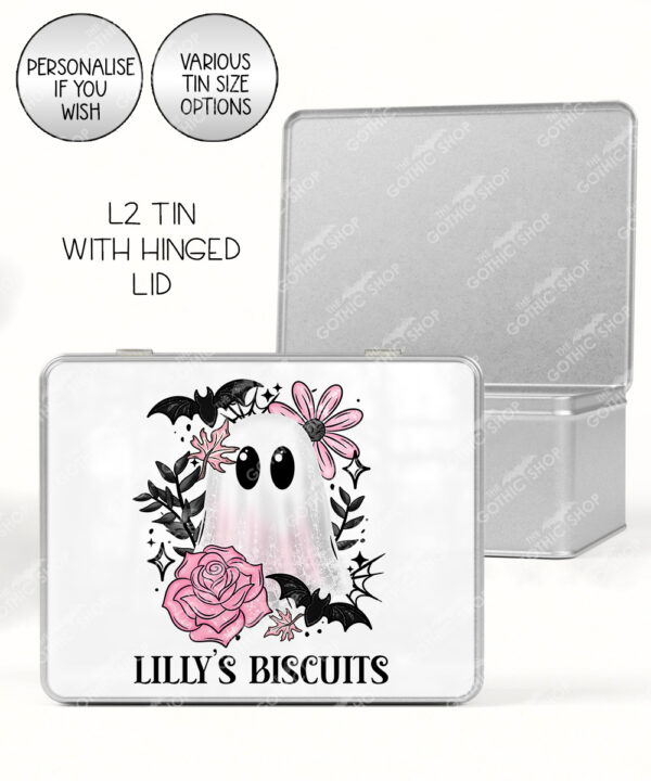 19118 pink floral ghost personalised tin 2