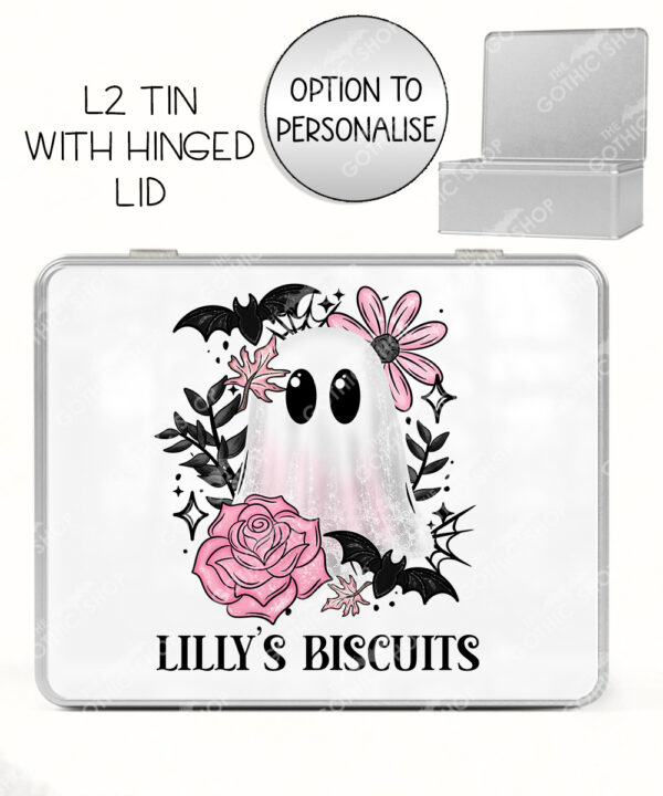 19118 pink floral ghost personalised tin 3
