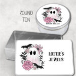 19118 pink floral ghost personalised tin 6