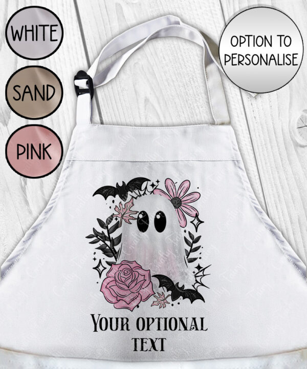 19119 pink floral ghost personalised apron 1