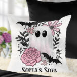 19120 pink floral ghost personalised cushion 1
