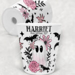19121 pink floral ghost personalised plant pot 1