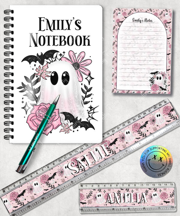 19123 pink floral ghost personalised gothic stationery