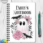 19124 pink floral ghost personalised a5 notebook 1