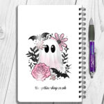 19124 pink floral ghost personalised a5 notebook 2