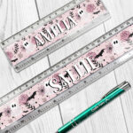 19126 pink floral ghost personalised ruler 1