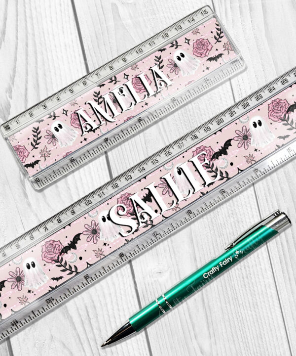19126 pink floral ghost personalised ruler 1