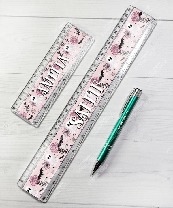 19126 pink floral ghost personalised ruler 2