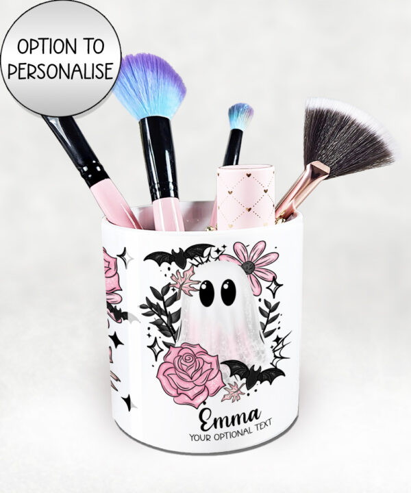 19127 pink floral ghost personalised pen pot 1