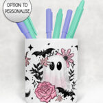 19127 pink floral ghost personalised pen pot 2