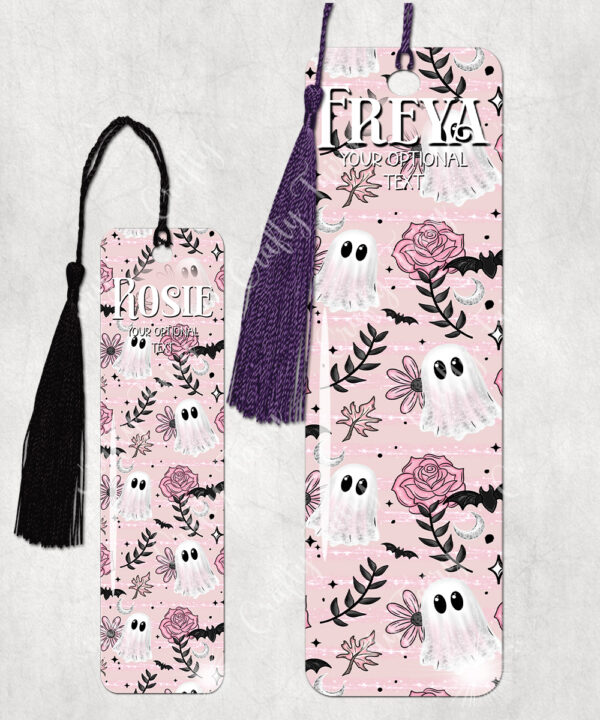 19128 pink floral ghost personalised bookmark 1