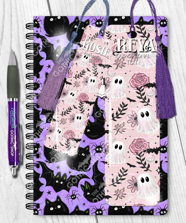 19128 pink floral ghost personalised bookmark 2