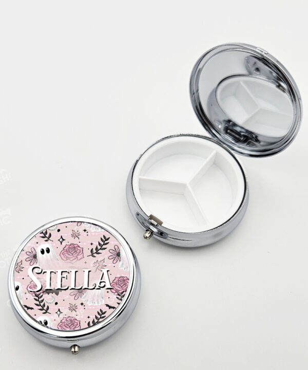 19132 pink floral ghost personalised pill pot 2