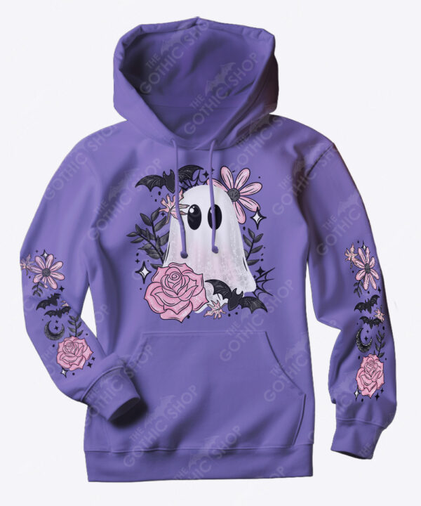 19135 pink floral ghost personalised gothic hoodie 1