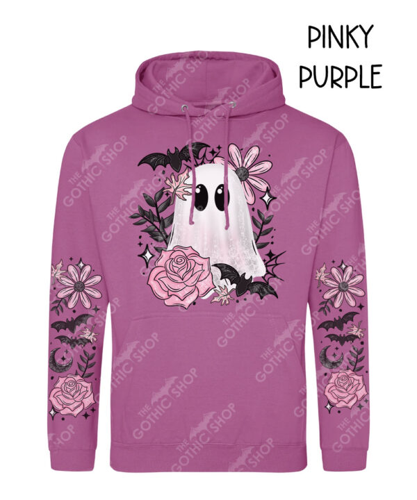 19135 pink floral ghost personalised gothic hoodie 2