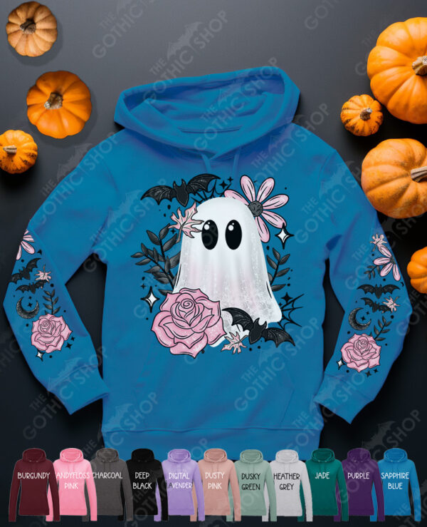 19135 pink floral ghost personalised gothic hoodie 3