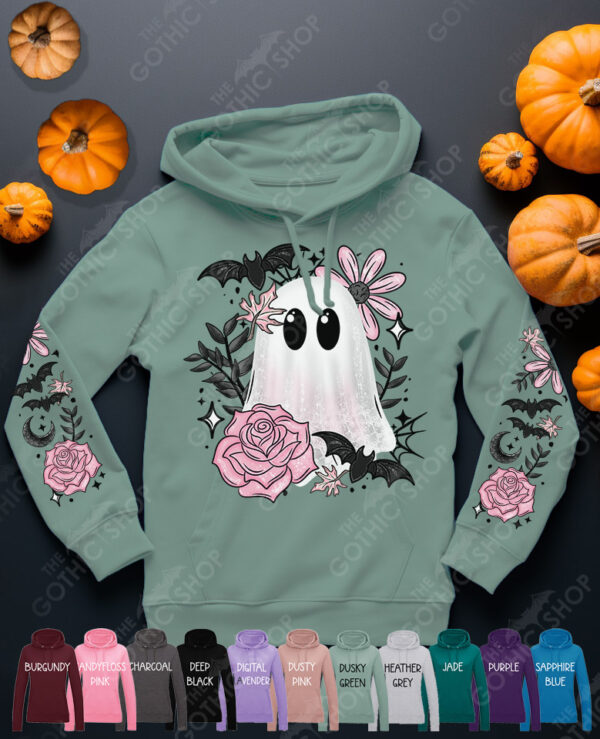 19135 pink floral ghost personalised gothic hoodie 4