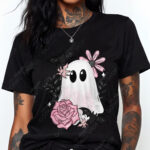 19137 pink floral ghost personalised gothic t shirt 4
