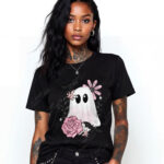 19137 pink floral ghost personalised gothic t shirt 5