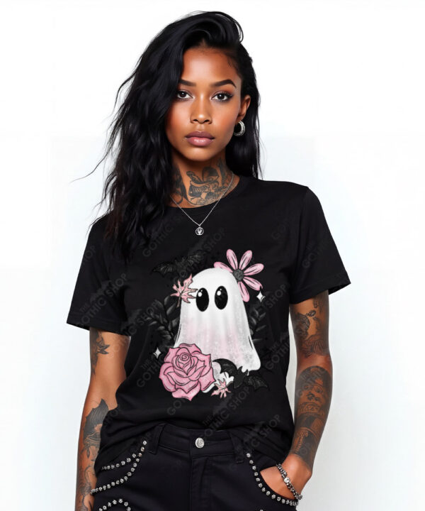 19137 pink floral ghost personalised gothic t shirt 5