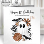 19139 ghost orange floral personalised card