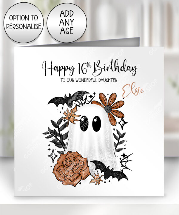19139 ghost orange floral personalised card