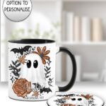 19141 ghost orange floral personalised coaster 1