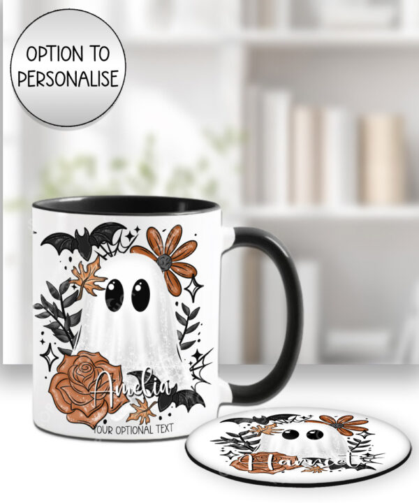 19141 ghost orange floral personalised coaster 1