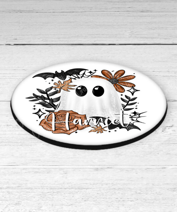 19141 ghost orange floral personalised coaster 2