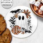 19141 ghost orange floral personalised coaster 3