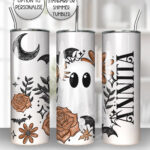 19142 ghost orange floral personalised tumbler 1