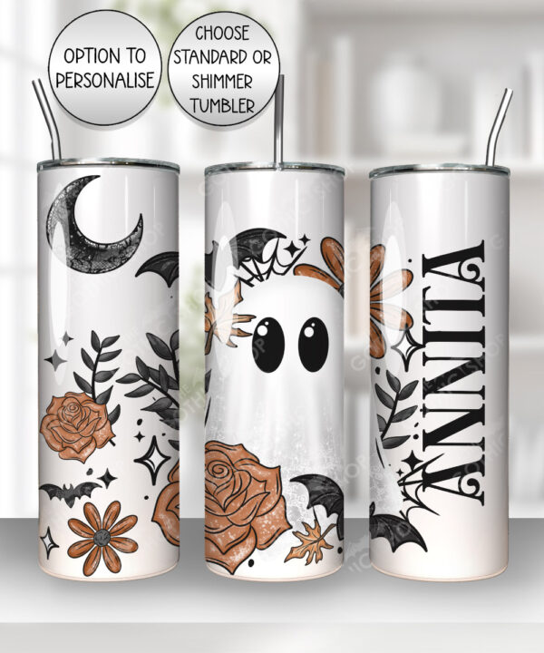 19142 ghost orange floral personalised tumbler 1
