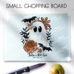 19146 ghost orange floral personalised chopping board 1