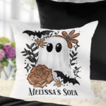 19150 ghost orange floral personalised cushion 1